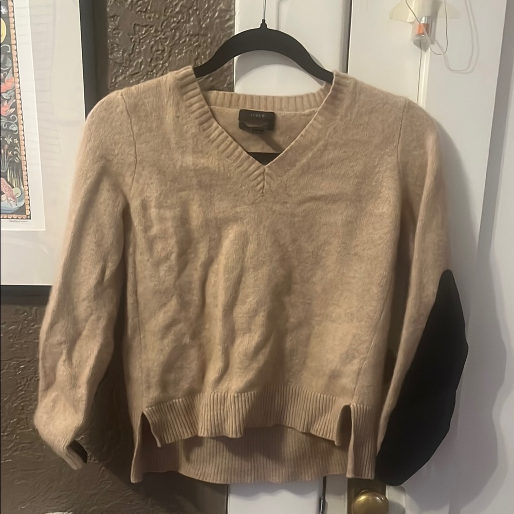 J. Crew Cream V-Neck Sweater with Soft Material and Relaxed Fit